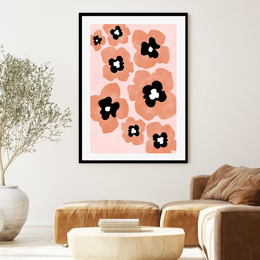 wall-art-print-canvas-poster-framed-Pink Floral Fusion , By Elena Ristova-GIOIA-WALL-ART