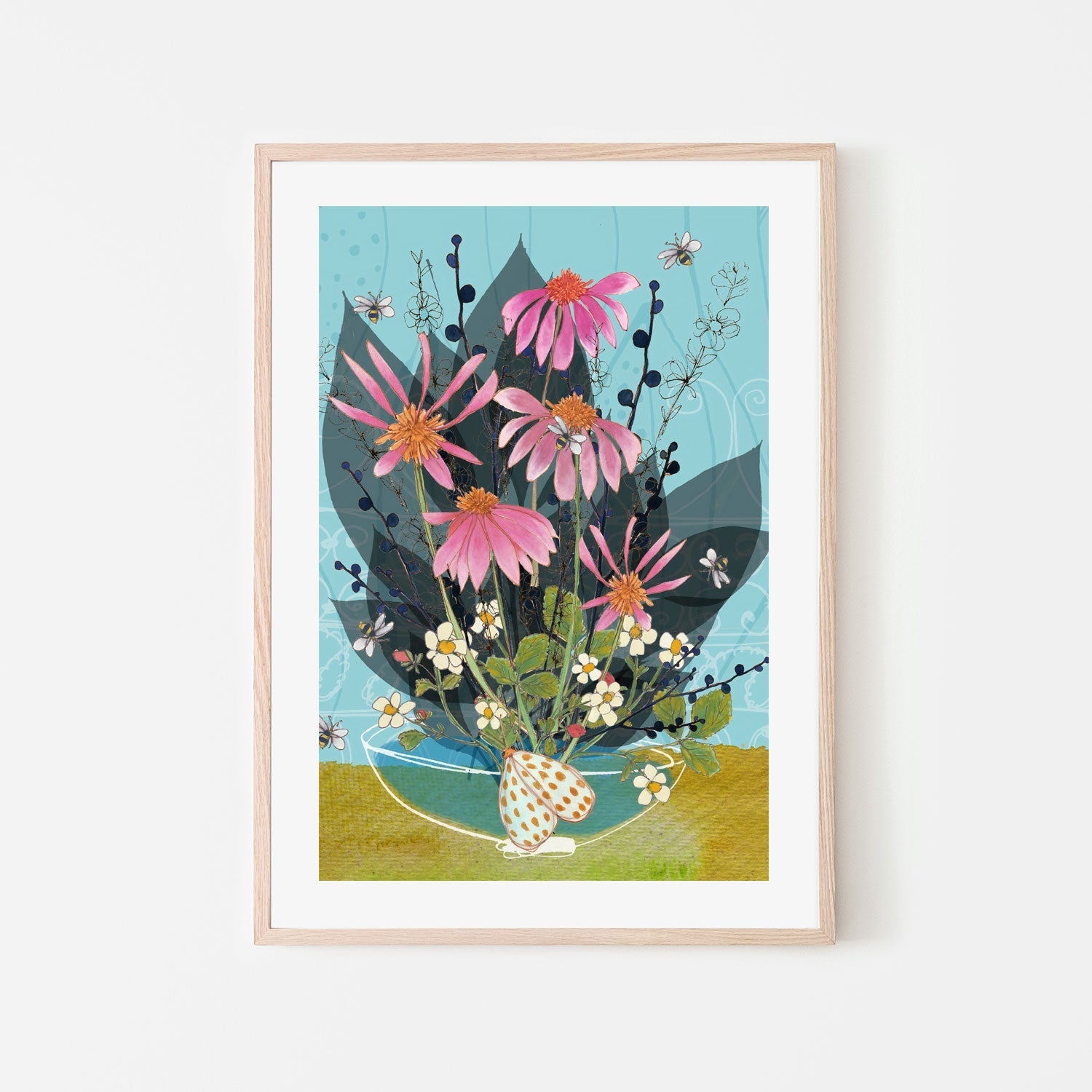 wall-art-print-canvas-poster-framed-Pink Flowers , By Tracy Loughlin-6