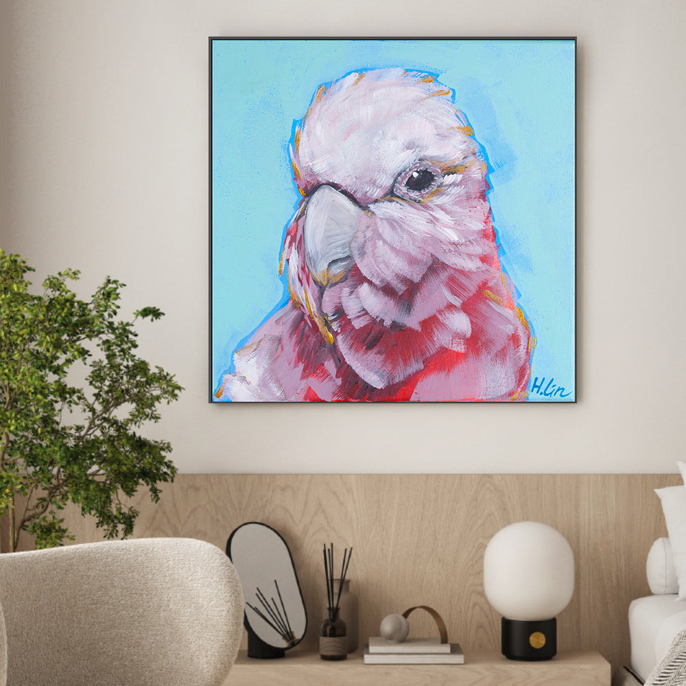 wall-art-print-canvas-poster-framed-Pink Galah , By Hsin Lin-GIOIA-WALL-ART