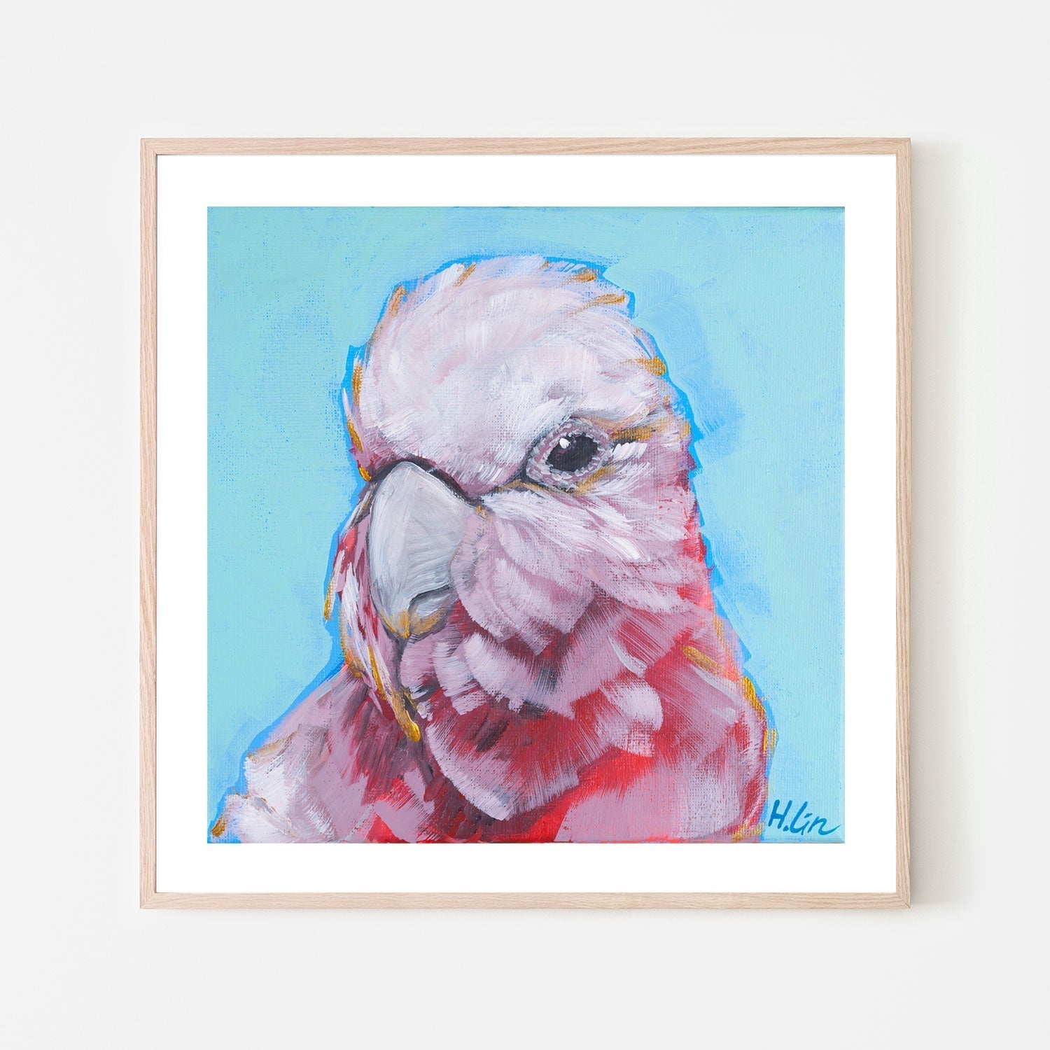 wall-art-print-canvas-poster-framed-Pink Galah , By Hsin Lin-GIOIA-WALL-ART