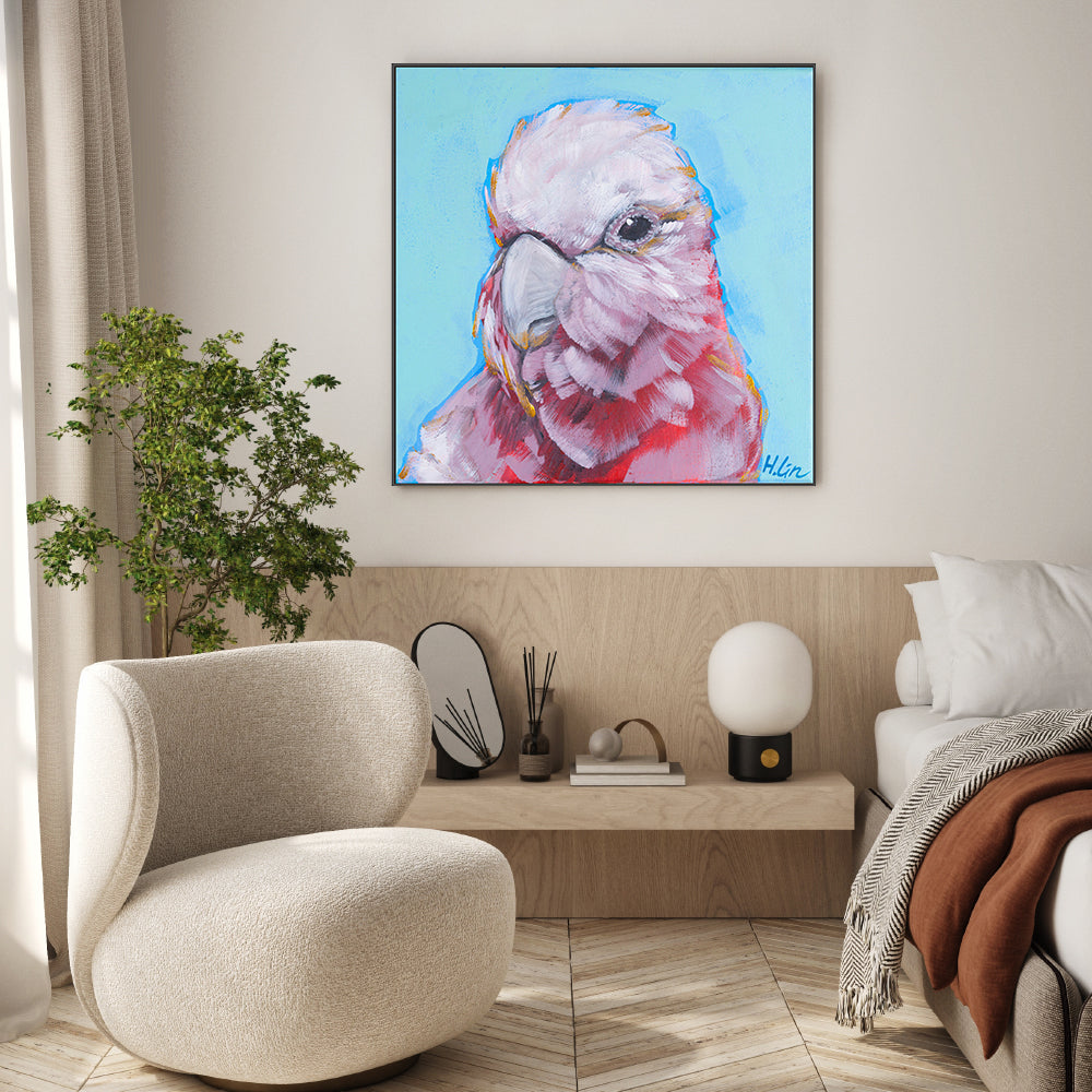 wall-art-print-canvas-poster-framed-Pink Galah , By Hsin Lin-GIOIA-WALL-ART