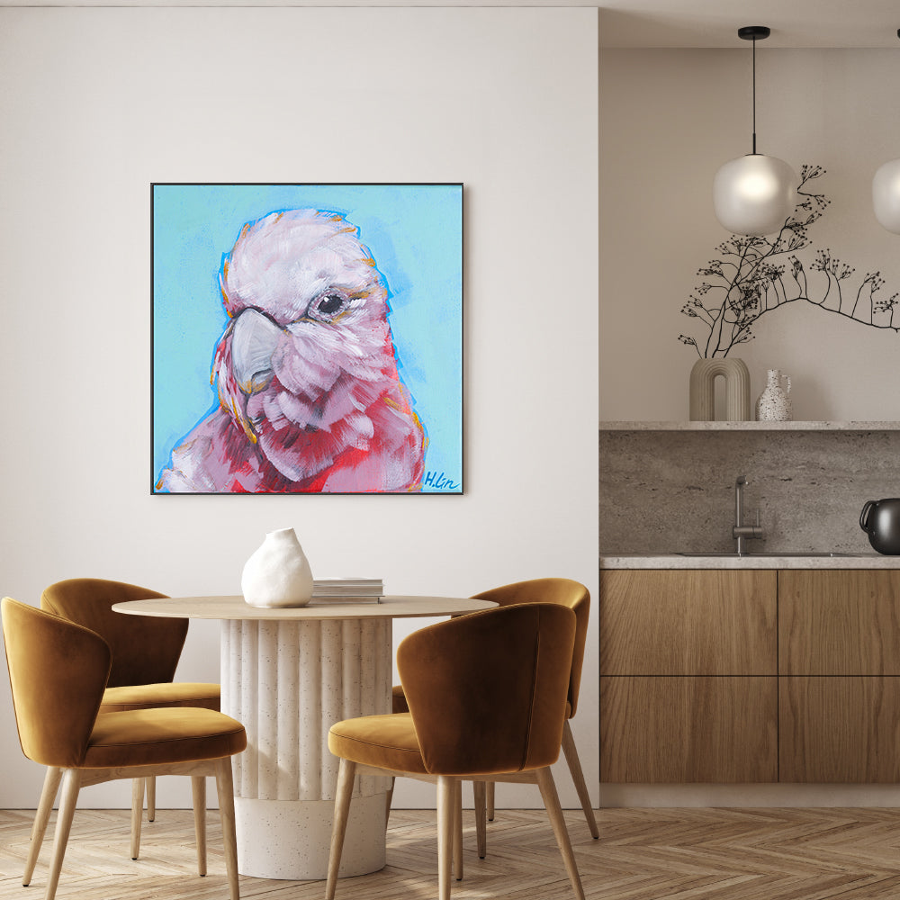 wall-art-print-canvas-poster-framed-Pink Galah , By Hsin Lin-GIOIA-WALL-ART