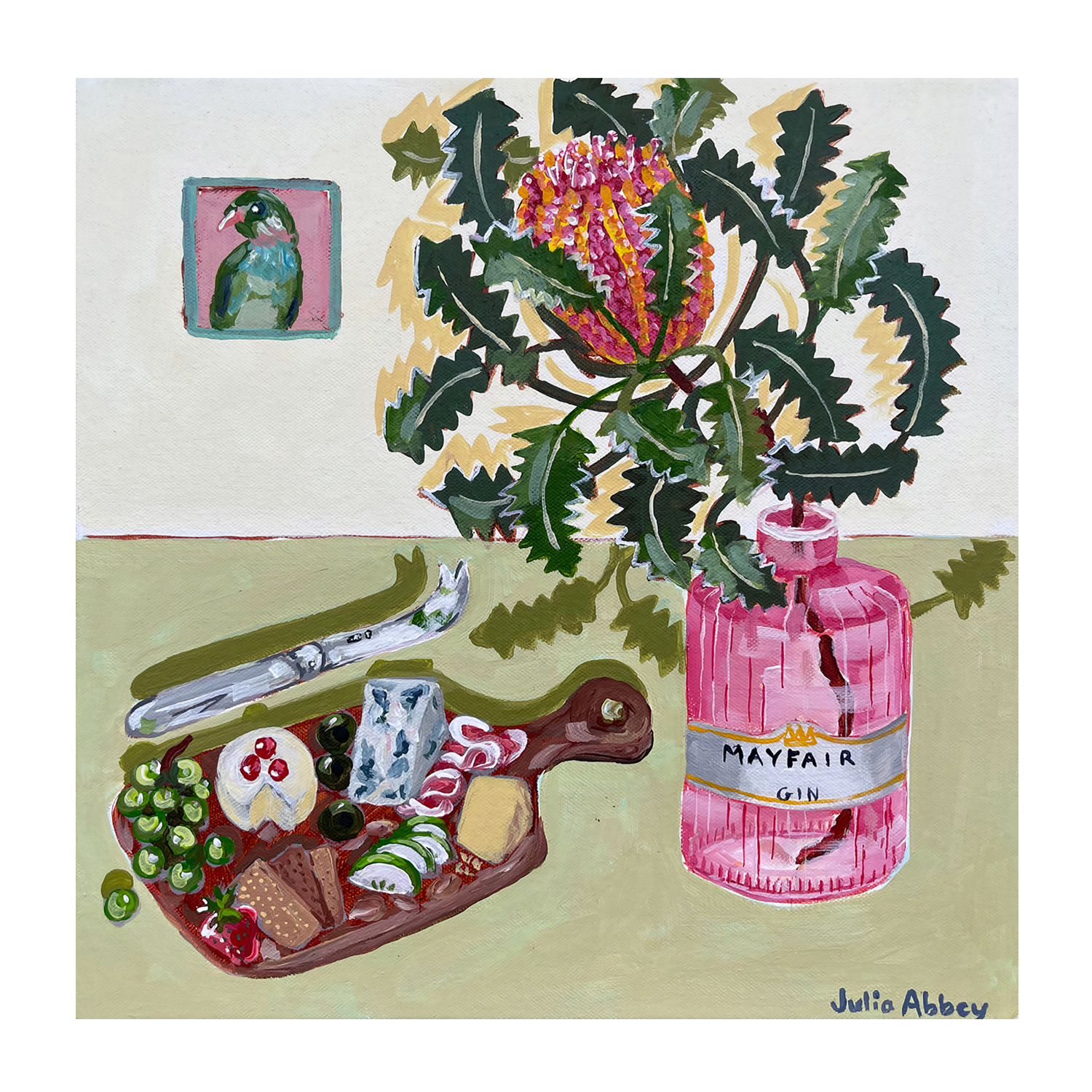 wall-art-print-canvas-poster-framed-Pink Gin Vase , By Julia Abbey-1