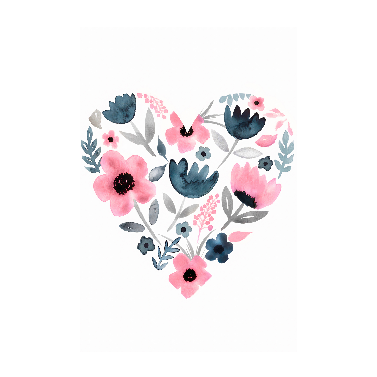 wall-art-print-canvas-poster-framed-Pink Navy Heart , By Lisa Nohren-1