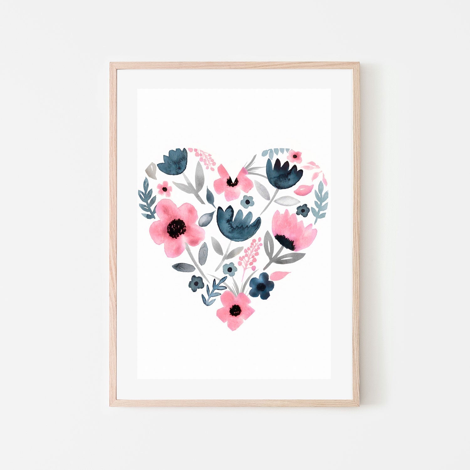 wall-art-print-canvas-poster-framed-Pink Navy Heart , By Lisa Nohren-6