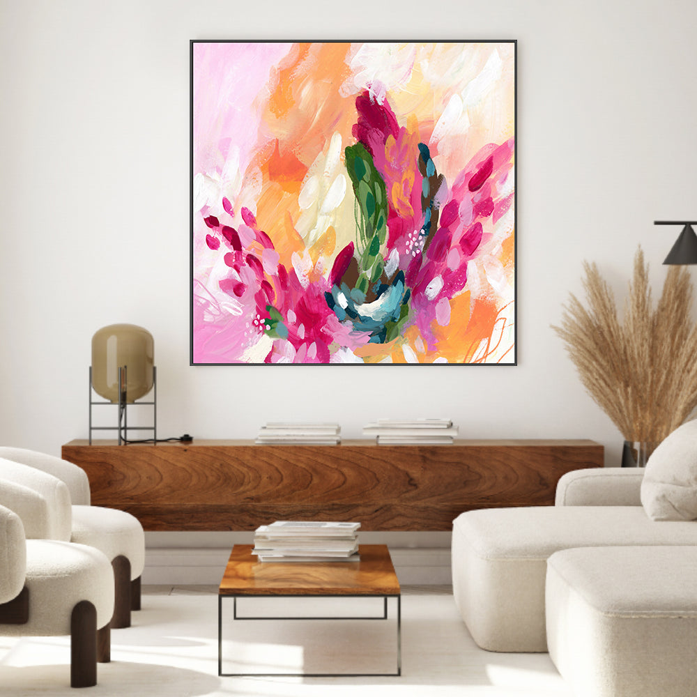 wall-art-print-canvas-poster-framed-Pink Orange Abstract, Style B , By Lisa Nohren-2