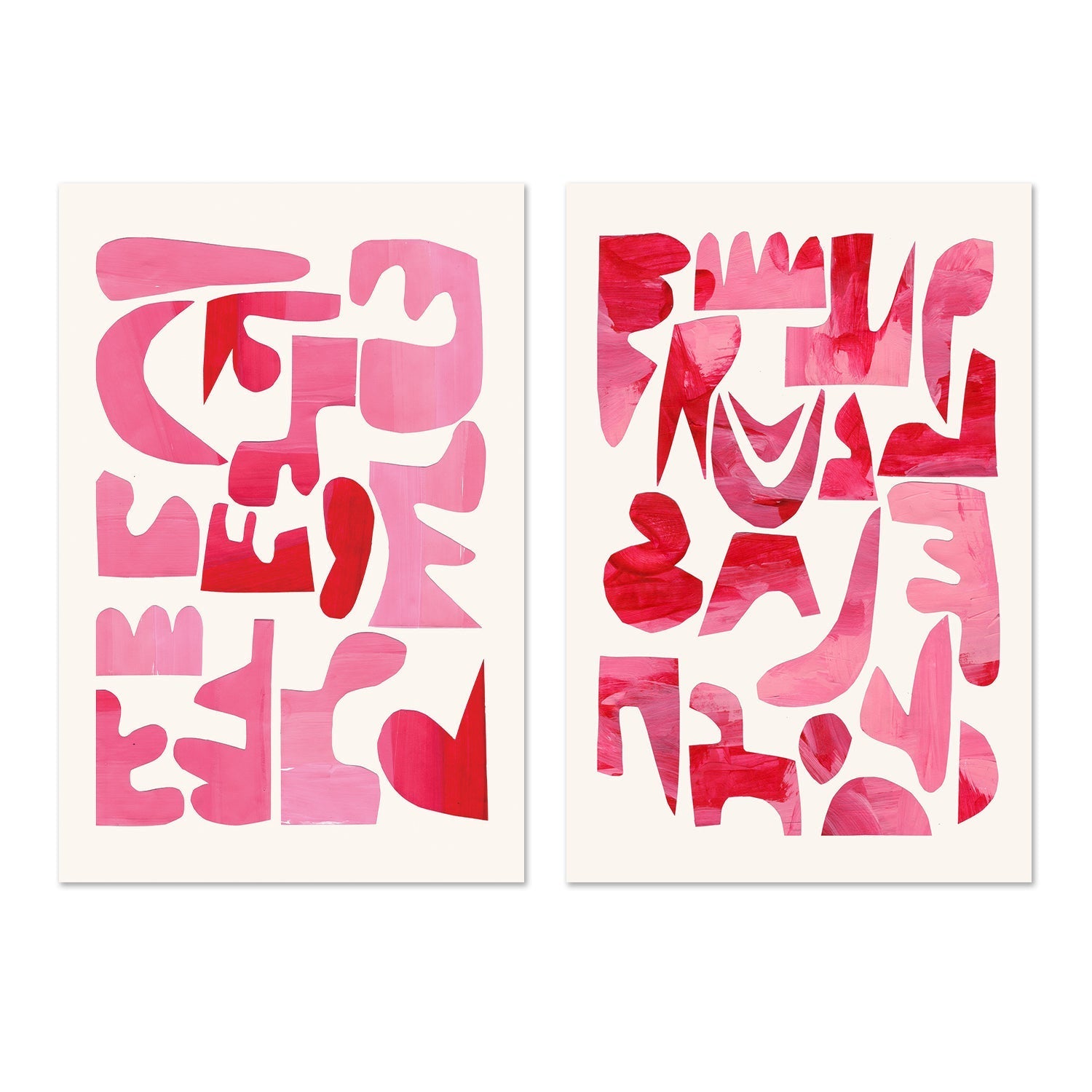 wall-art-print-canvas-poster-framed-Pink Puzzle Pieces, Set Of 2 , By Ejaaz Haniff-GIOIA-WALL-ART