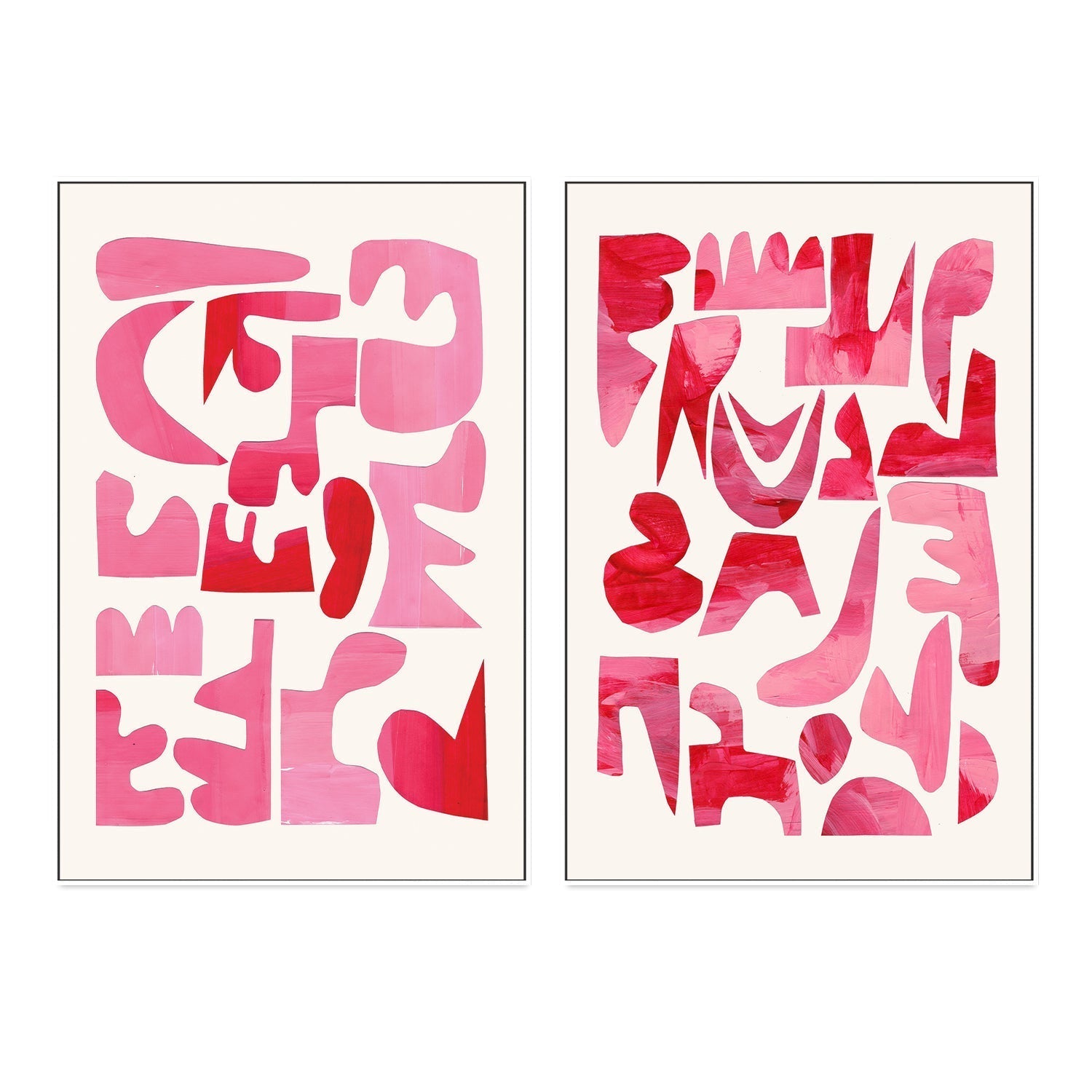 wall-art-print-canvas-poster-framed-Pink Puzzle Pieces, Set Of 2 , By Ejaaz Haniff-GIOIA-WALL-ART