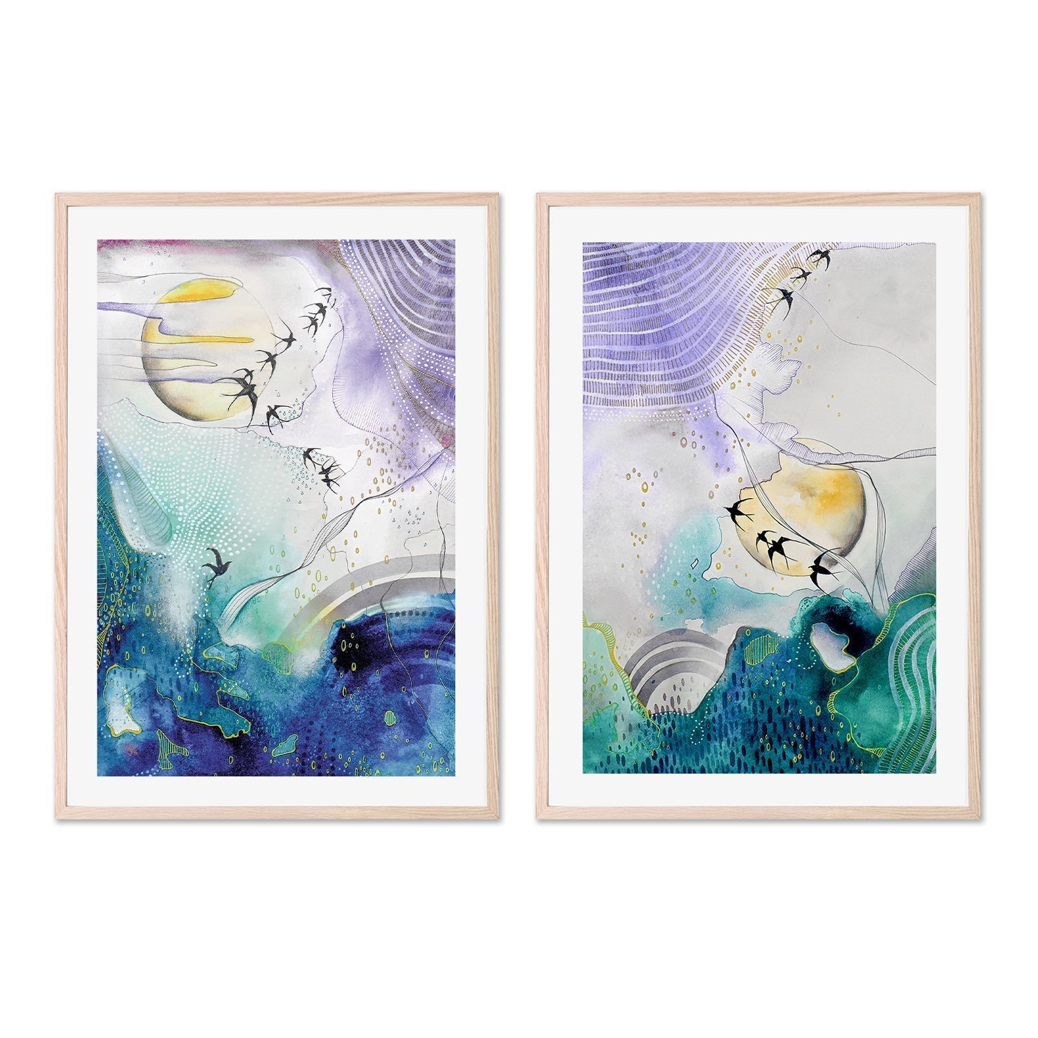 wall-art-print-canvas-poster-framed-Place Of Peace, Style A & B, Set Of 2 , By Sarah Carlton Art-GIOIA-WALL-ART