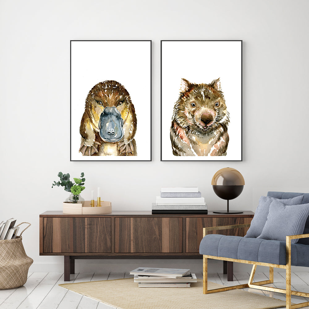 wall-art-print-canvas-poster-framed-Platypus & Wombat, Set of 2 , By Jessie Mitchelson-GIOIA-WALL-ART