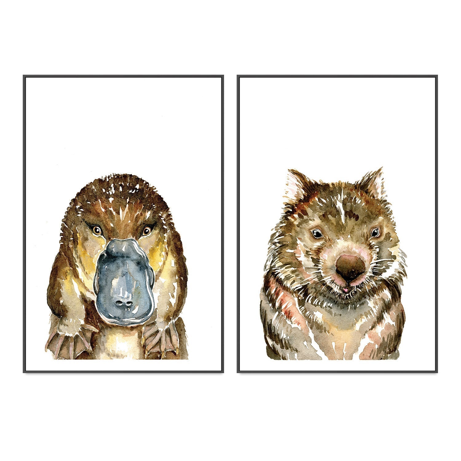 wall-art-print-canvas-poster-framed-Platypus & Wombat, Set of 2 , By Jessie Mitchelson-GIOIA-WALL-ART