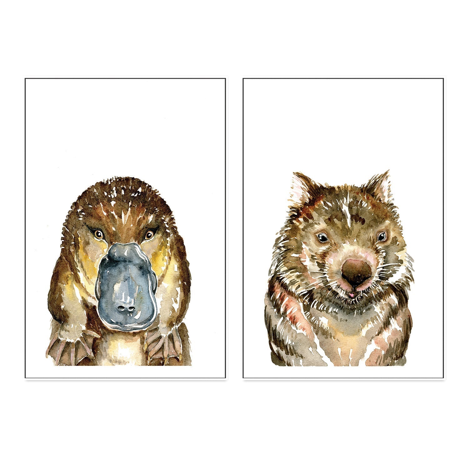 wall-art-print-canvas-poster-framed-Platypus & Wombat, Set of 2 , By Jessie Mitchelson-GIOIA-WALL-ART