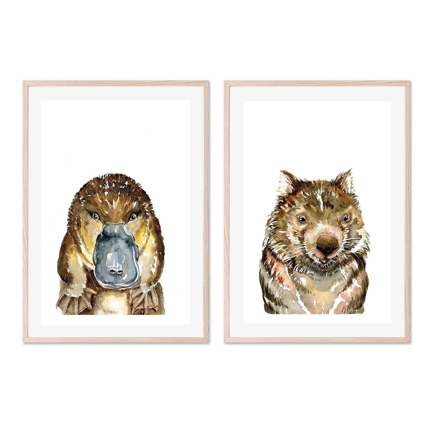 wall-art-print-canvas-poster-framed-Platypus & Wombat, Set of 2 , By Jessie Mitchelson-GIOIA-WALL-ART