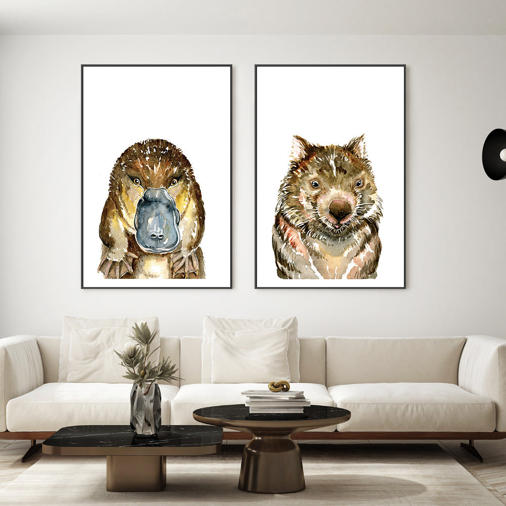 wall-art-print-canvas-poster-framed-Platypus & Wombat, Set of 2 , By Jessie Mitchelson-GIOIA-WALL-ART