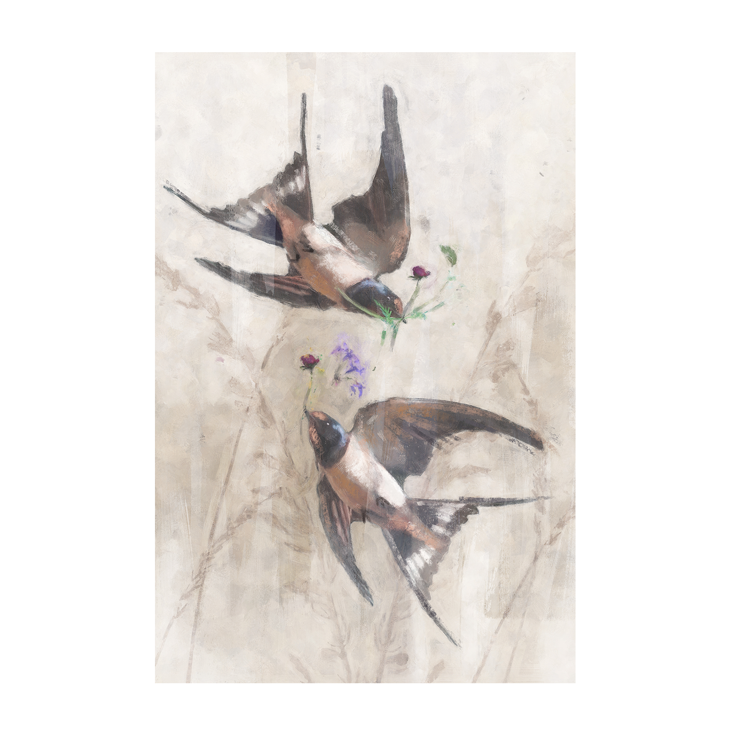 wall-art-print-canvas-poster-framed-Playful Swallows, Style A & B, Set Of 2 , By Nina Blue-8