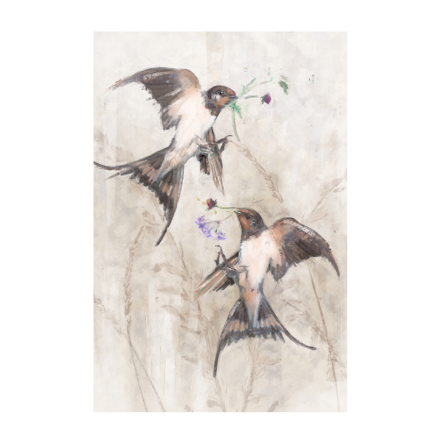 wall-art-print-canvas-poster-framed-Playful Swallows, Style A & B, Set Of 2 , By Nina Blue-9