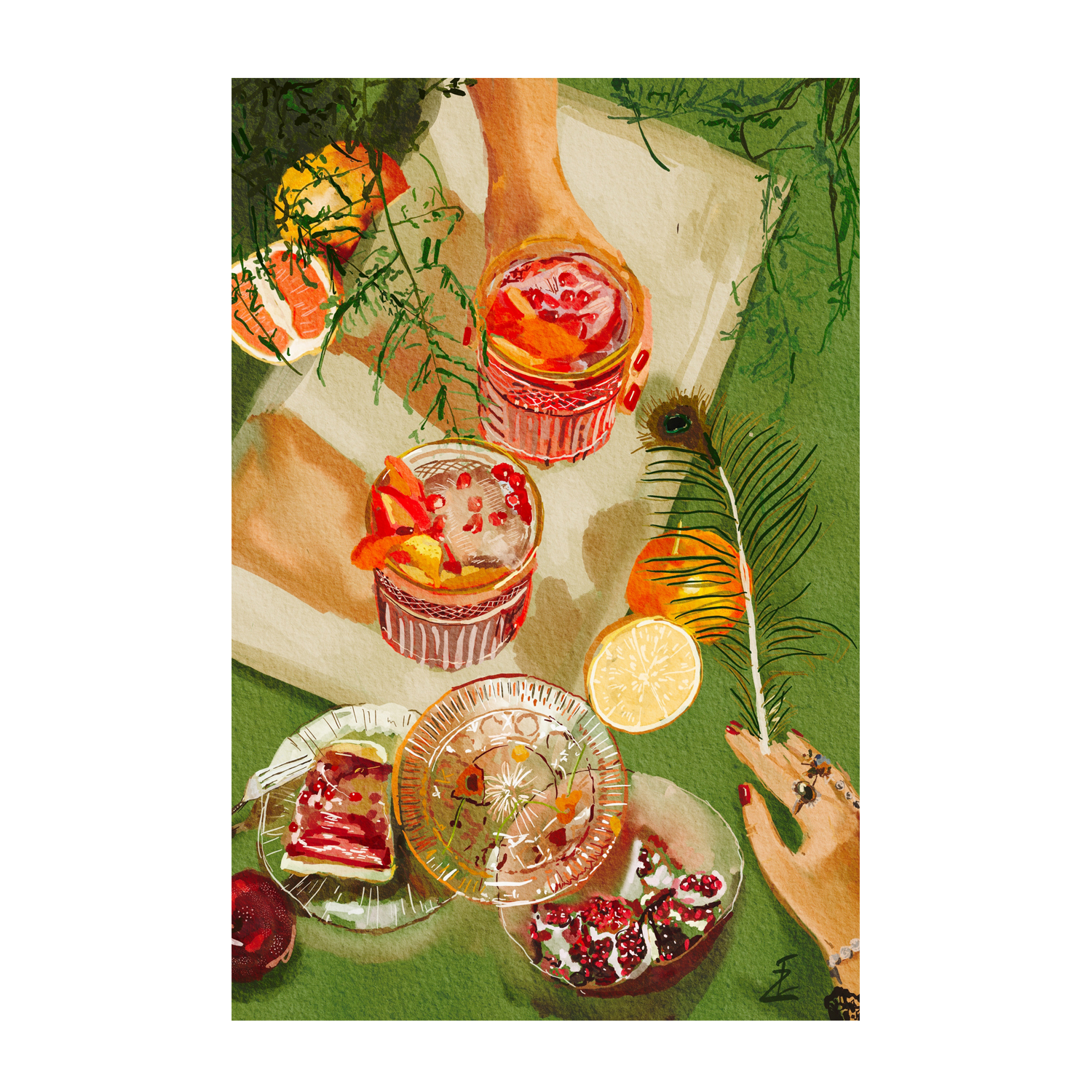 wall-art-print-canvas-poster-framed-Pomegrante Cocktails , By Ekaterina Zagorska-1