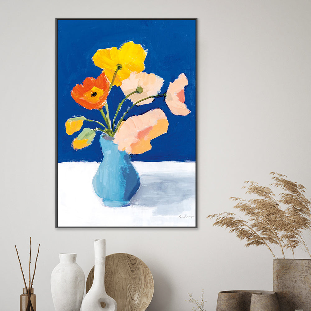 wall-art-print-canvas-poster-framed-Poppies on Blue-by-Pamela Munger-Gioia Wall Art