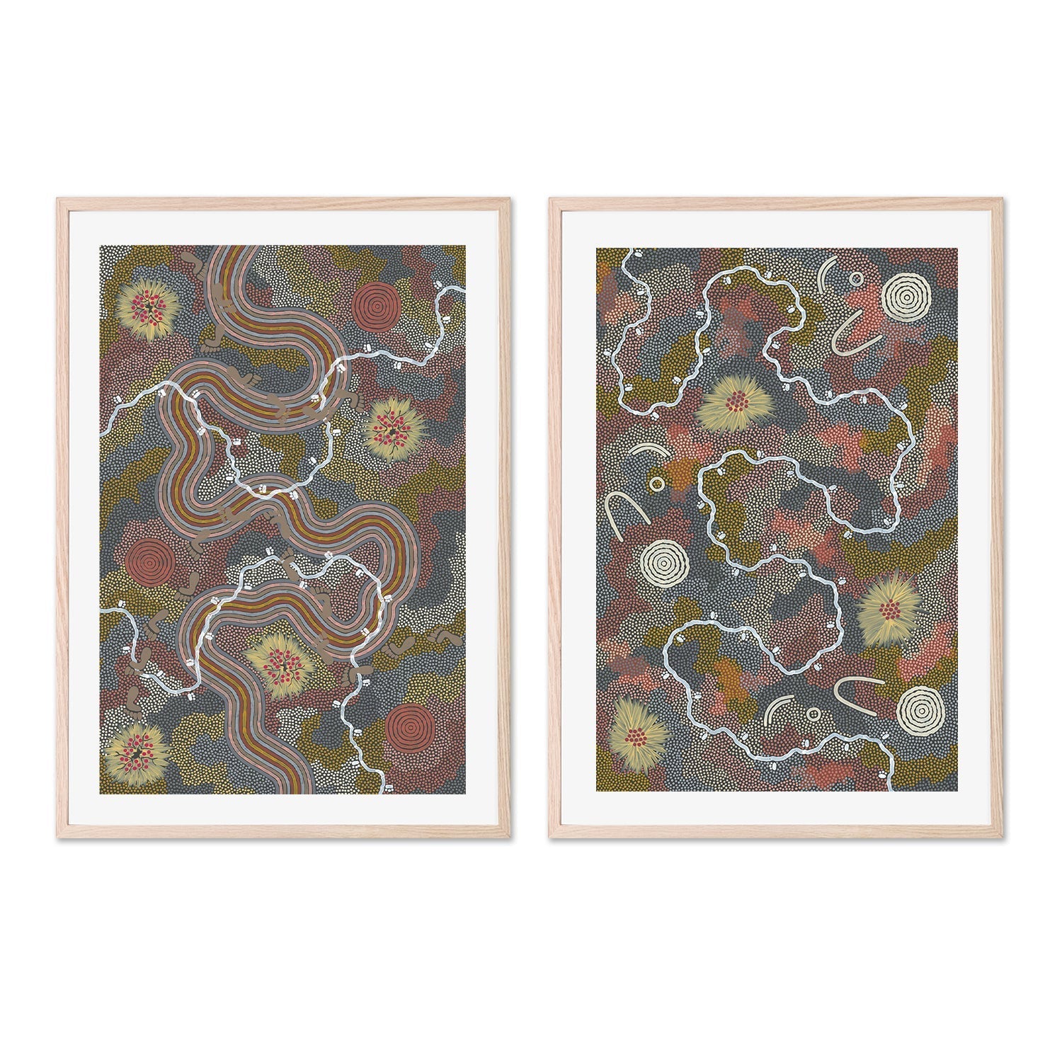 Possum And Worm Dreaming, Set Of 2 , By Danny Tjampitjinpa Possum