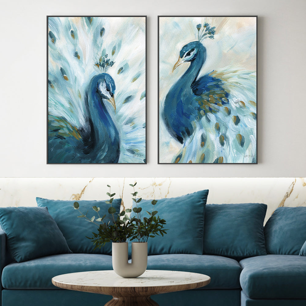 wall-art-print-canvas-poster-framed-Pretty Peacocks, Style A & B, Set of 2 , By Yvette St. Amant-2