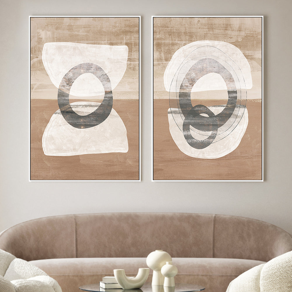 wall-art-print-canvas-poster-framed-Primitive Abstract, Style C & D, Set of 2 , By Nina Blue-2