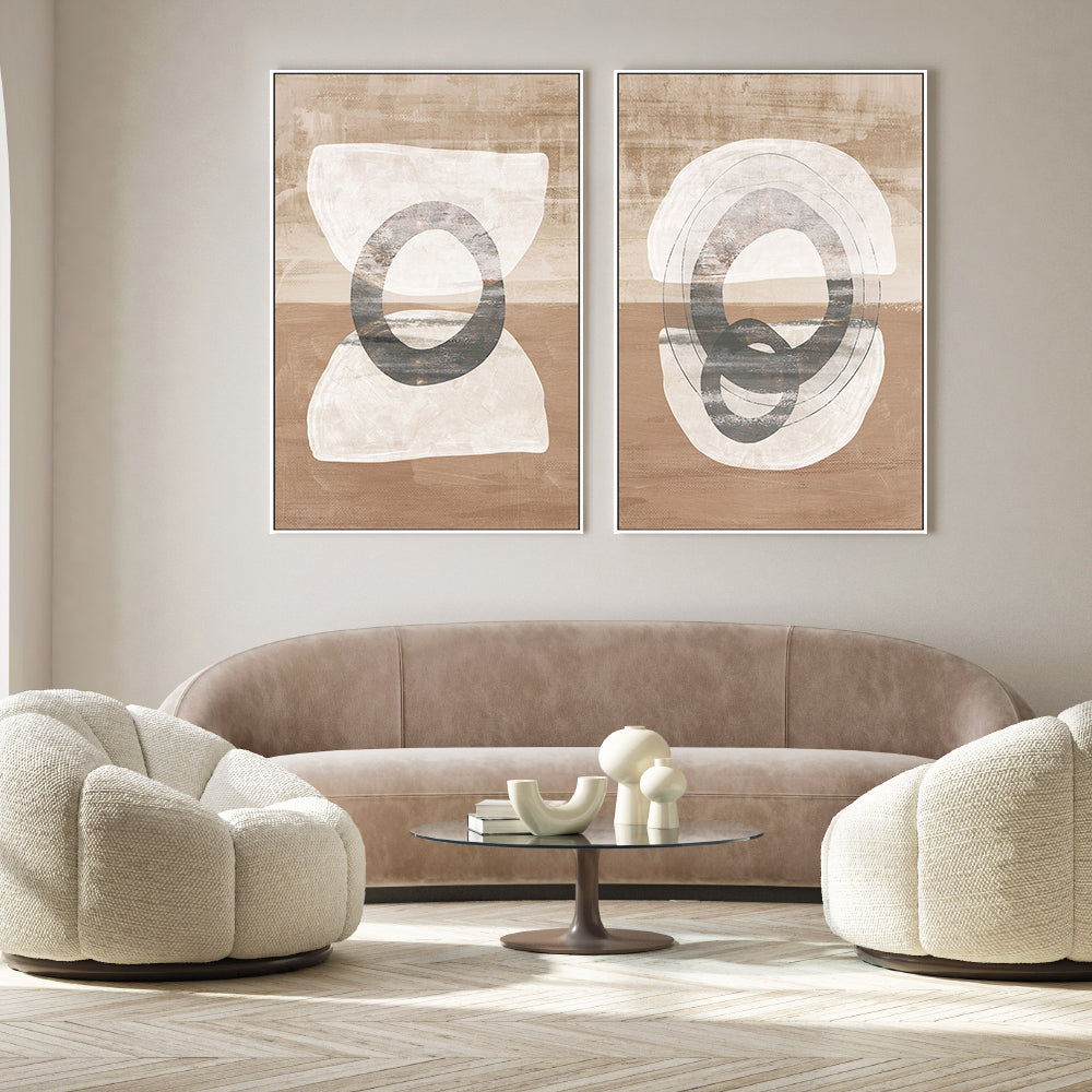 wall-art-print-canvas-poster-framed-Primitive Abstract, Style C & D, Set of 2 , By Nina Blue-7