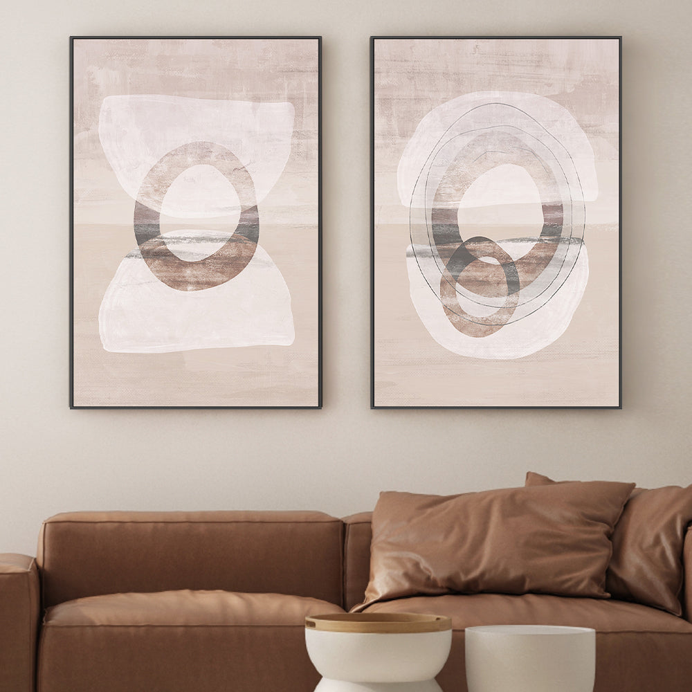 wall-art-print-canvas-poster-framed-Primitive Abstract, Style E & F, Set of 2 , By Nina Blue-2