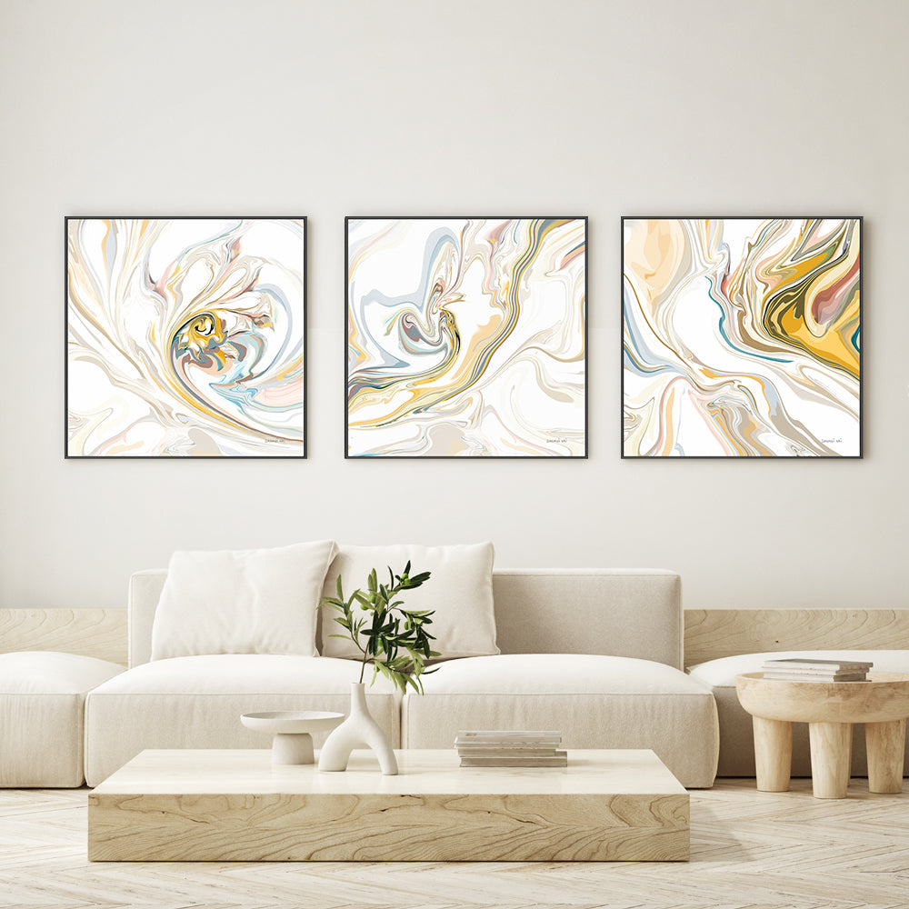 wall-art-print-canvas-poster-framed-Psychedelic Neutral, Style A, B & C, Set Of 3 , By Danhui Nai-2