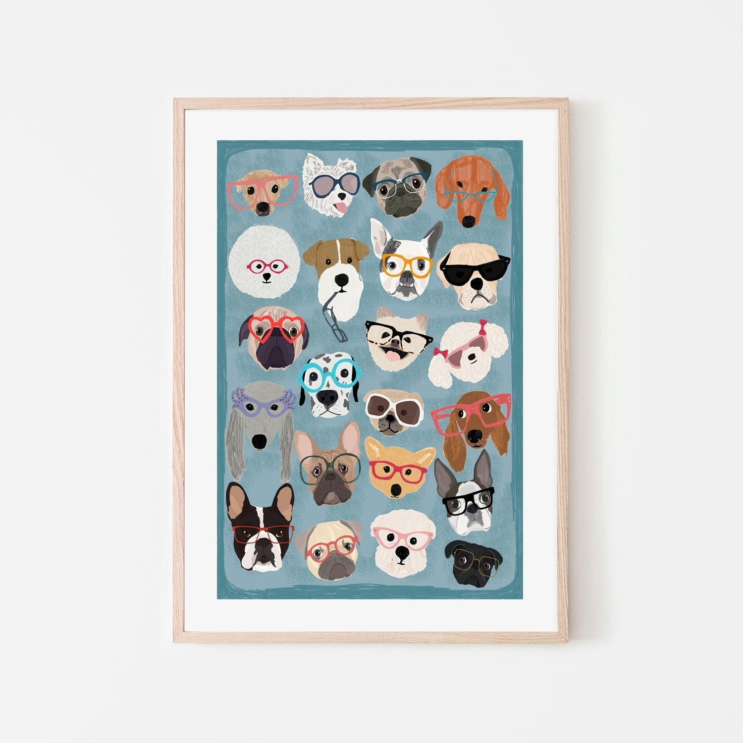 wall-art-print-canvas-poster-framed-Puzzle Dogs In Glasses, By Hanna Melin-GIOIA-WALL-ART