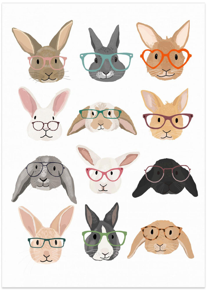 wall-art-print-canvas-poster-framed-Rabbits with Glasses , By Hanna Melin-1