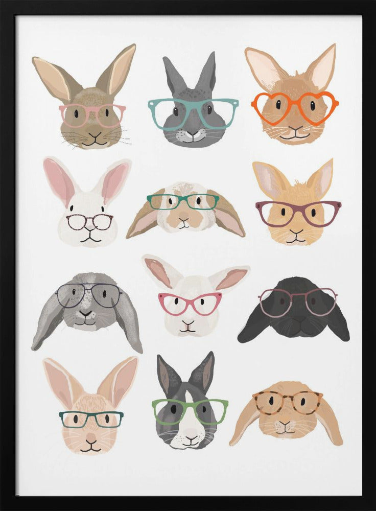 wall-art-print-canvas-poster-framed-Rabbits with Glasses , By Hanna Melin-3