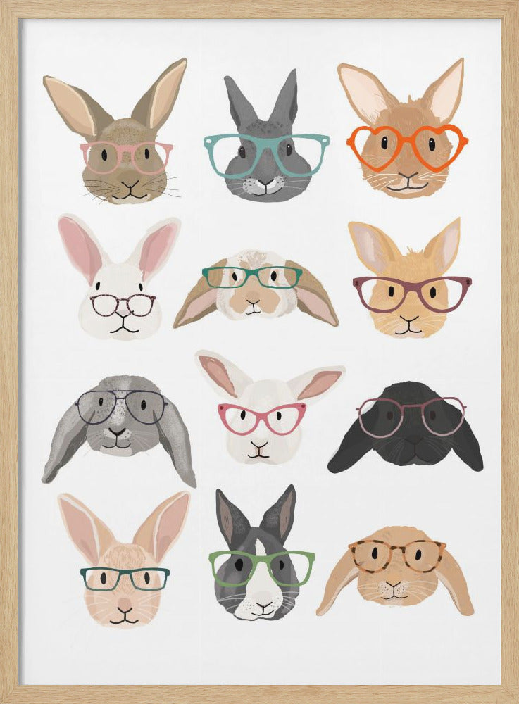 wall-art-print-canvas-poster-framed-Rabbits with Glasses , By Hanna Melin-4