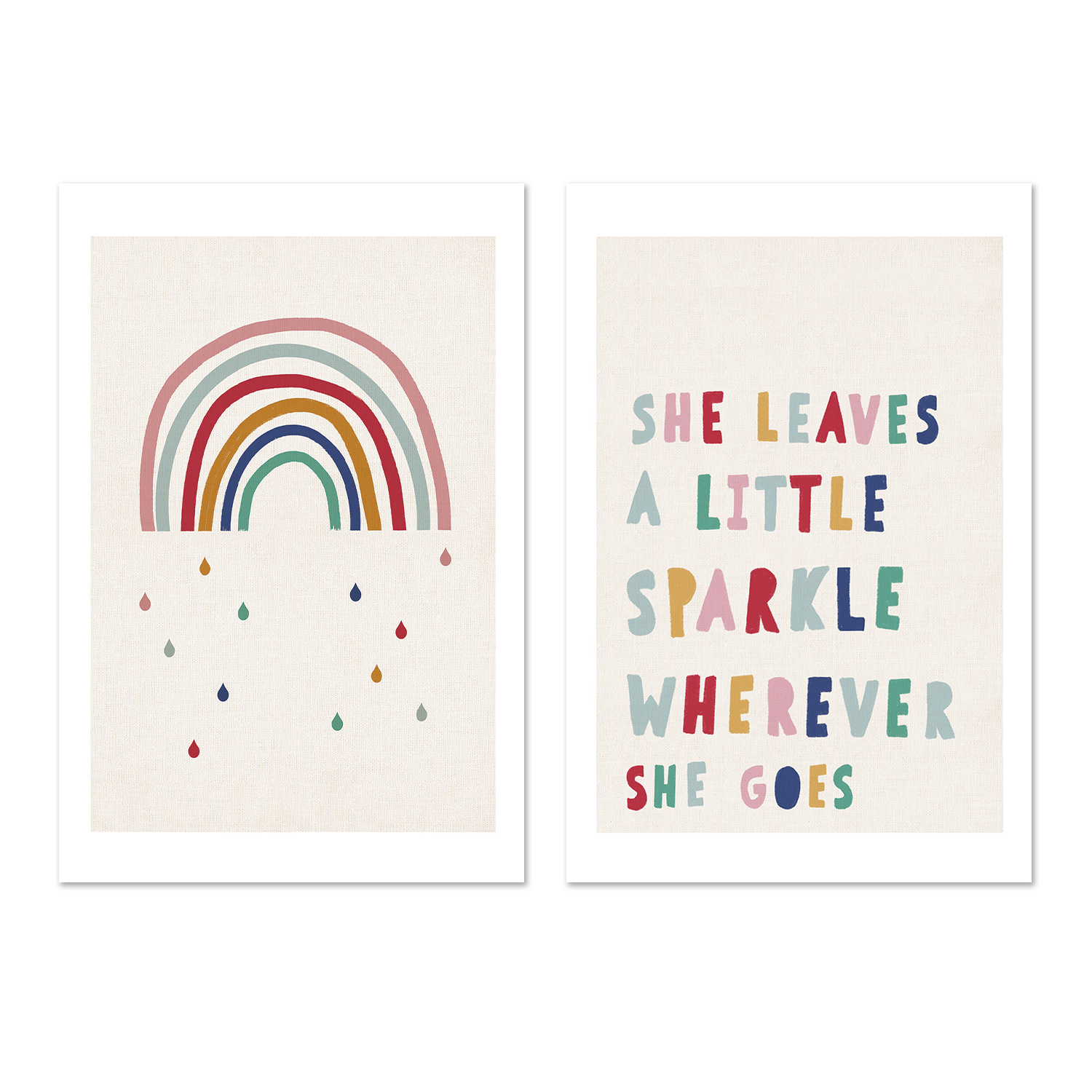 wall-art-print-canvas-poster-framed-Rainbow and Sparkle, Set Of 2 , By Leah Straatsma-1