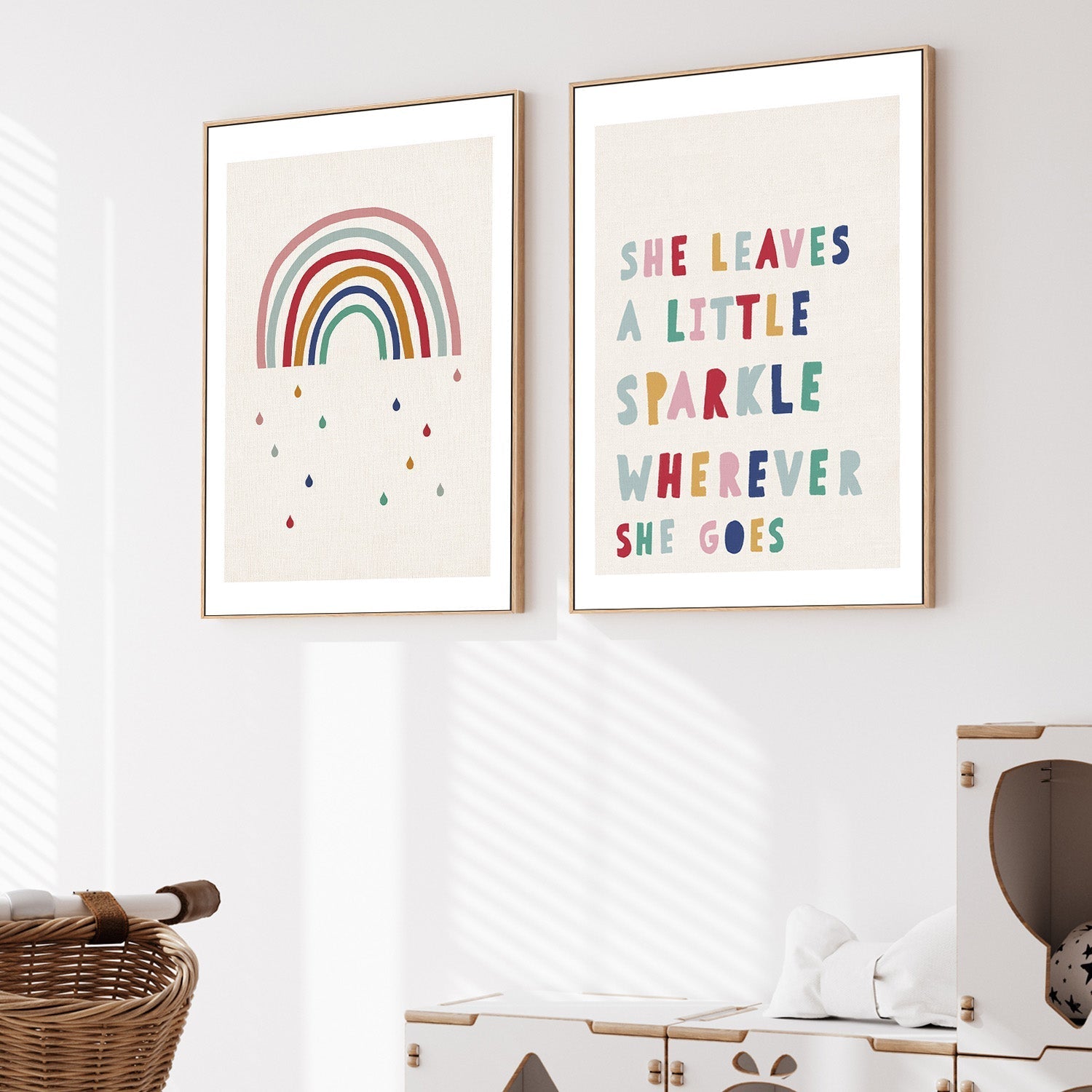 wall-art-print-canvas-poster-framed-Rainbow and Sparkle, Set Of 2 , By Leah Straatsma-2