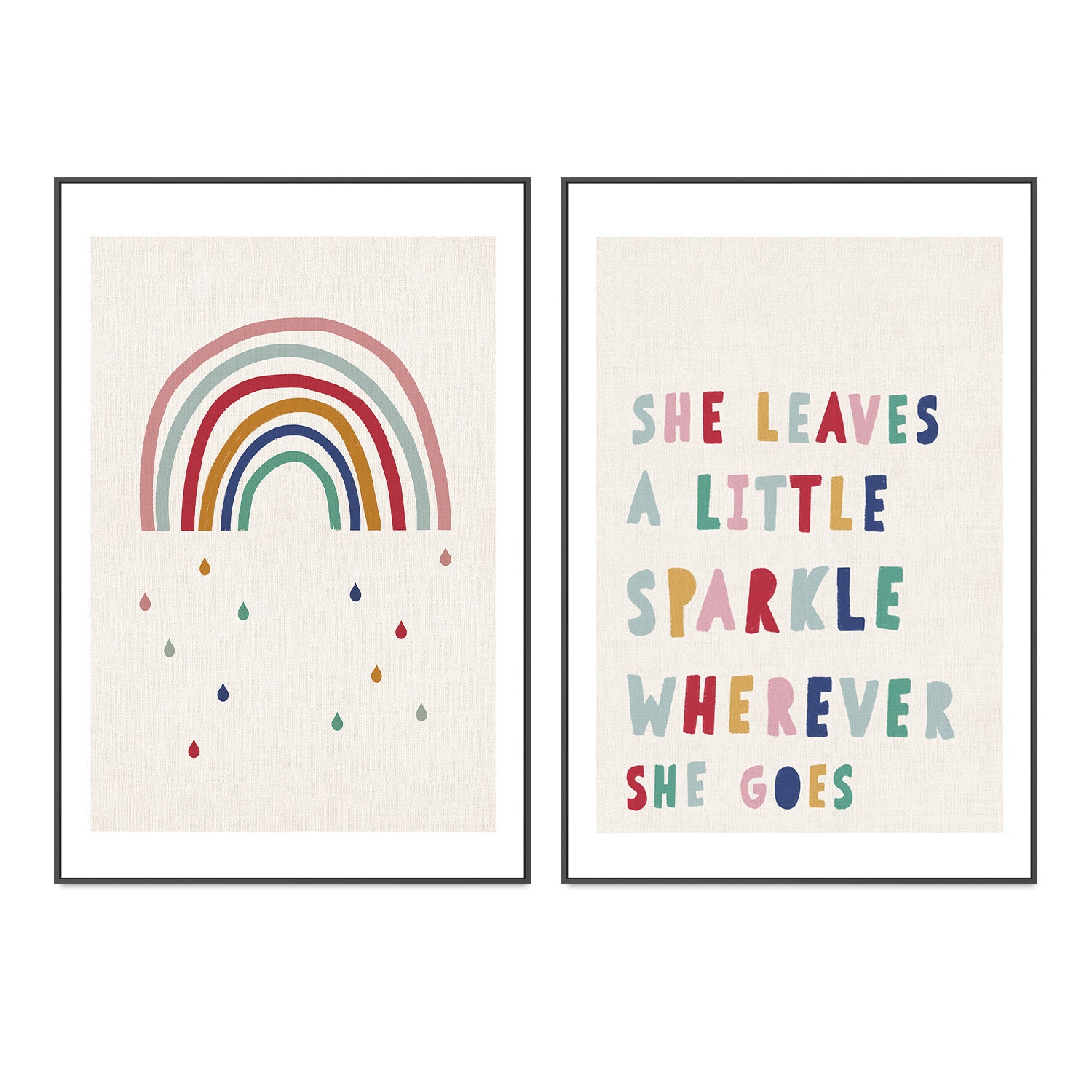 wall-art-print-canvas-poster-framed-Rainbow and Sparkle, Set Of 2 , By Leah Straatsma-3