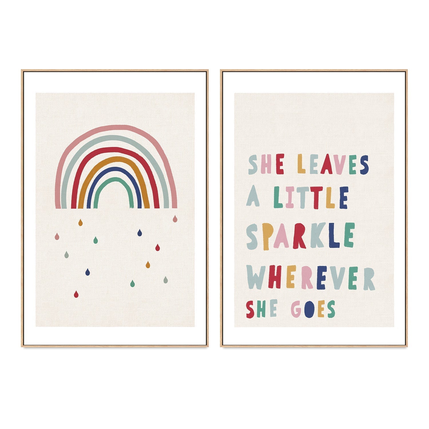 wall-art-print-canvas-poster-framed-Rainbow and Sparkle, Set Of 2 , By Leah Straatsma-4