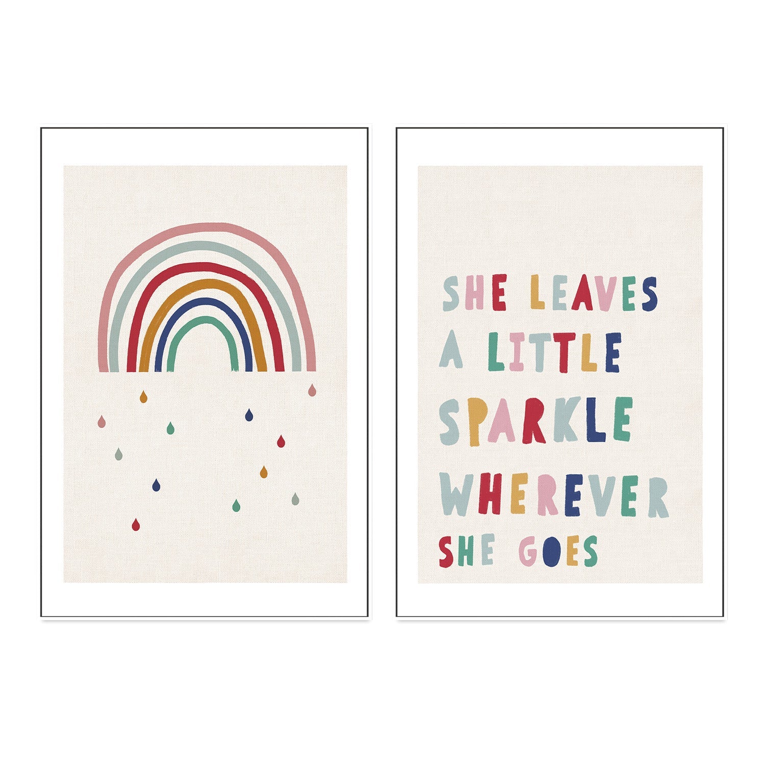 wall-art-print-canvas-poster-framed-Rainbow and Sparkle, Set Of 2 , By Leah Straatsma-5