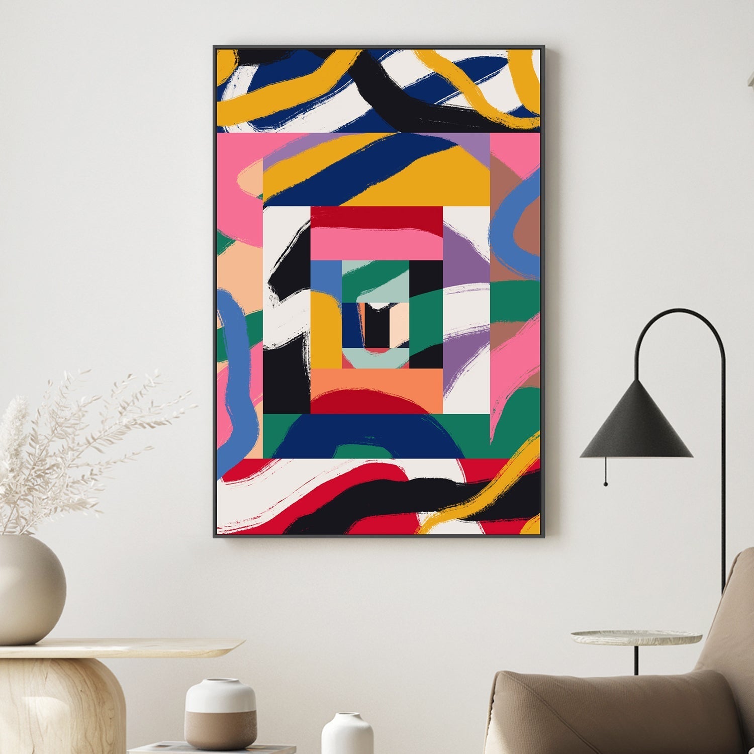 wall-art-print-canvas-poster-framed-Rainbow Ribbons Abstract-2