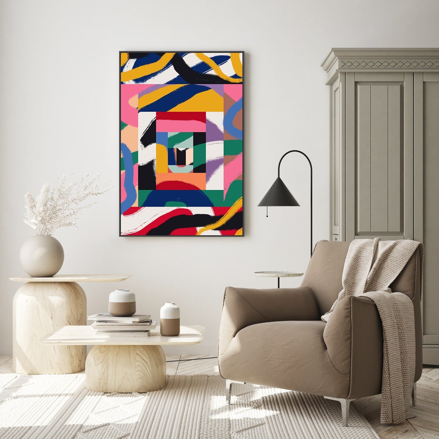 wall-art-print-canvas-poster-framed-Rainbow Ribbons Abstract-7