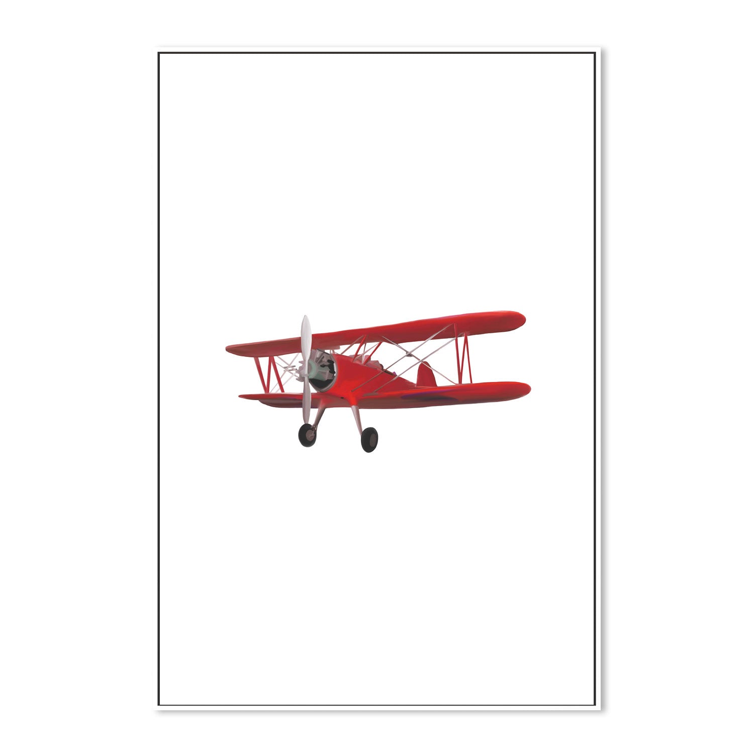 wall-art-print-canvas-poster-framed-Red Airplane White Background , By Leah Straatsma-5