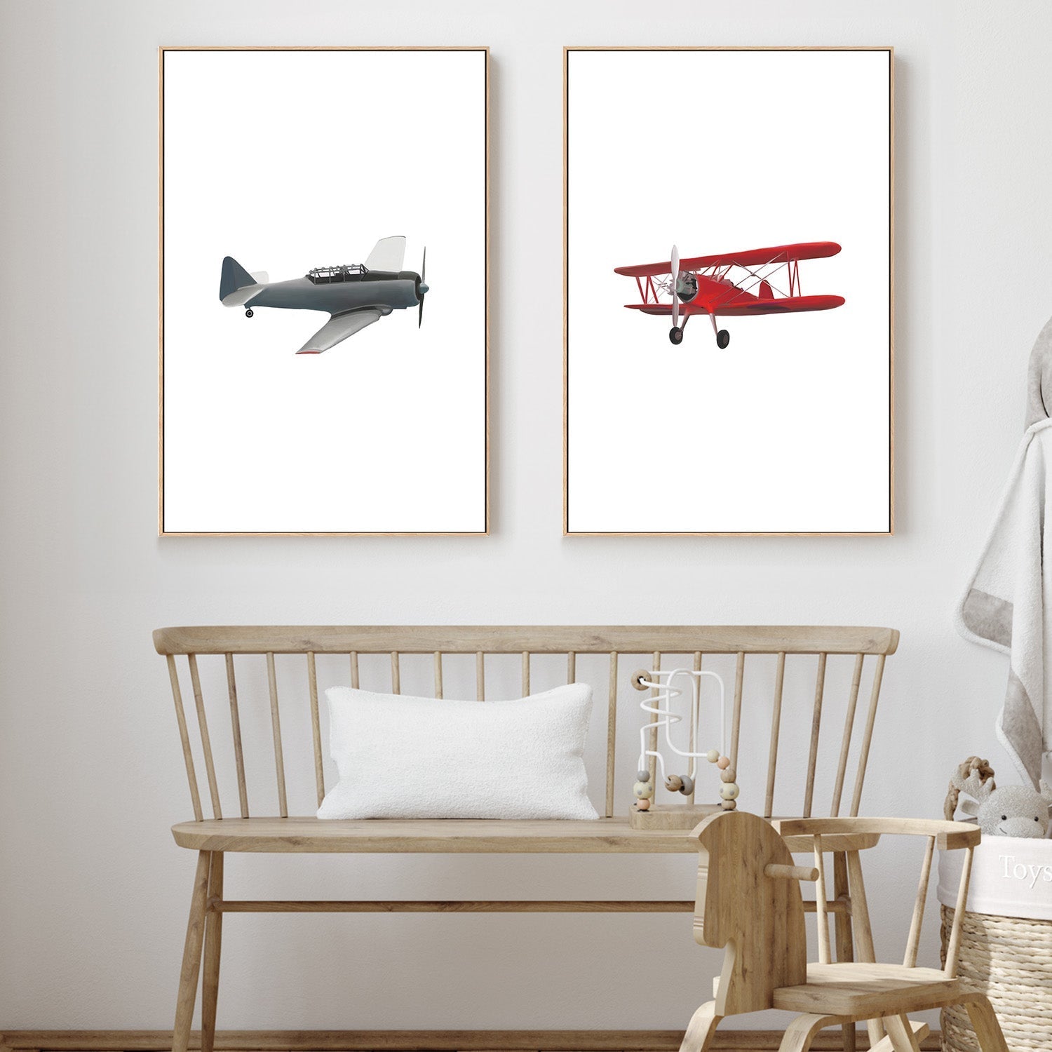 wall-art-print-canvas-poster-framed-Red and Grey Airplane, Set Of 2 , By Leah Straatsma-2