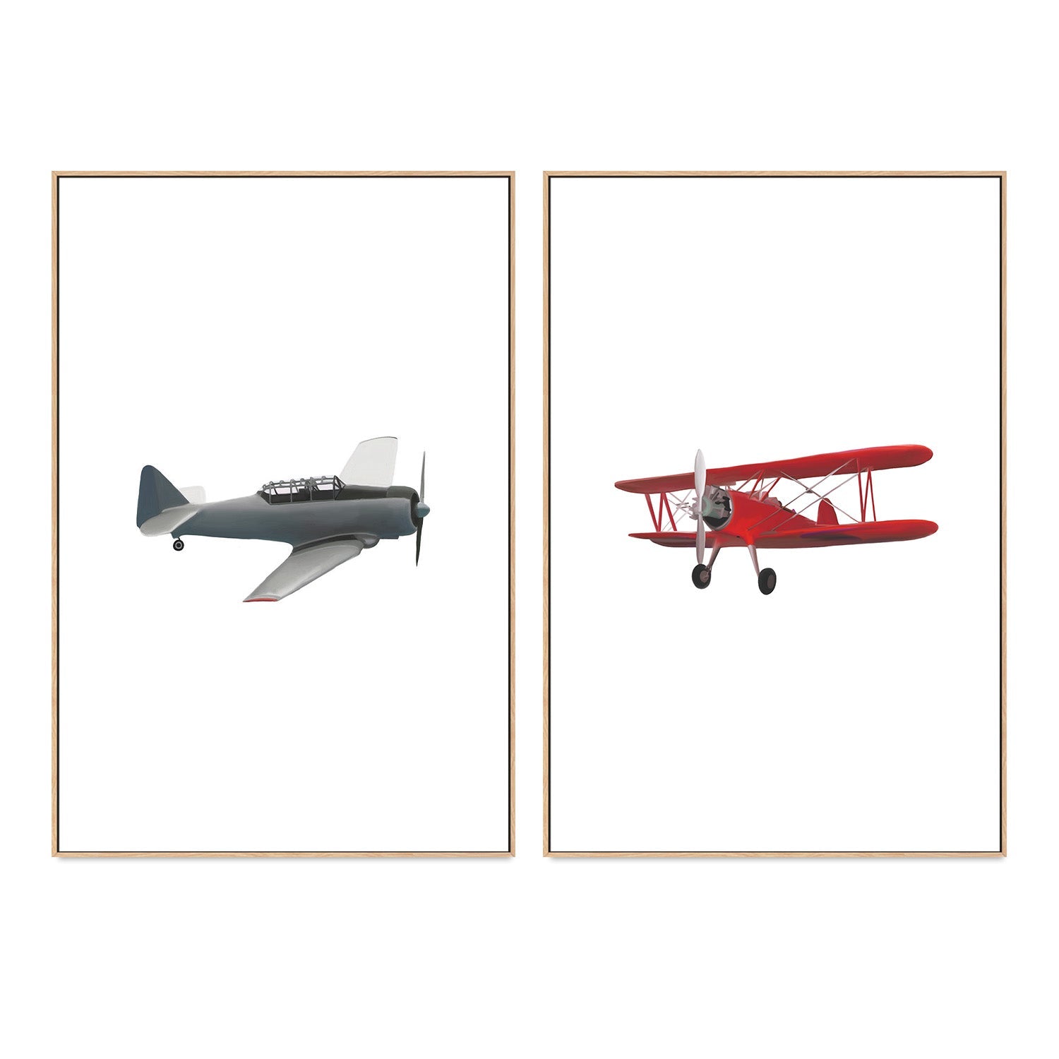 wall-art-print-canvas-poster-framed-Red and Grey Airplane, Set Of 2 , By Leah Straatsma-4