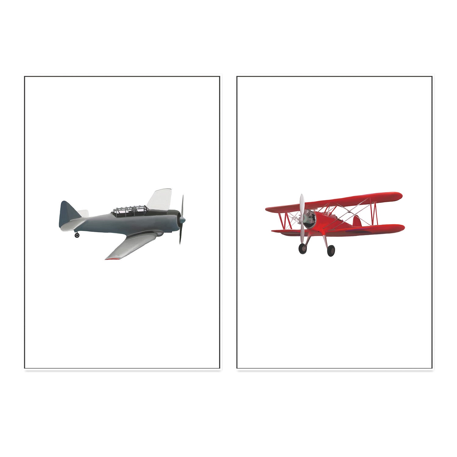 wall-art-print-canvas-poster-framed-Red and Grey Airplane, Set Of 2 , By Leah Straatsma-5