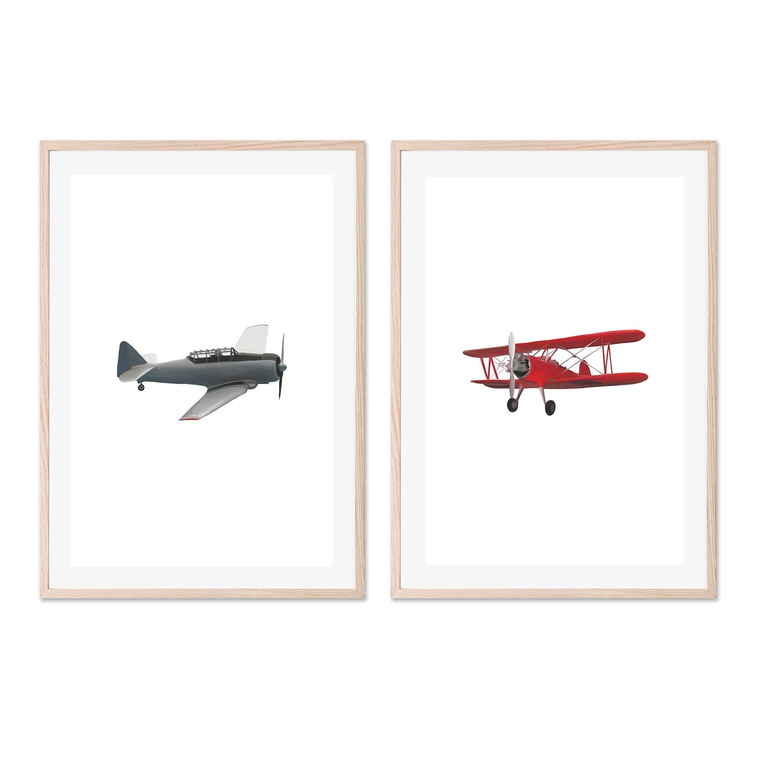 wall-art-print-canvas-poster-framed-Red and Grey Airplane, Set Of 2 , By Leah Straatsma-6