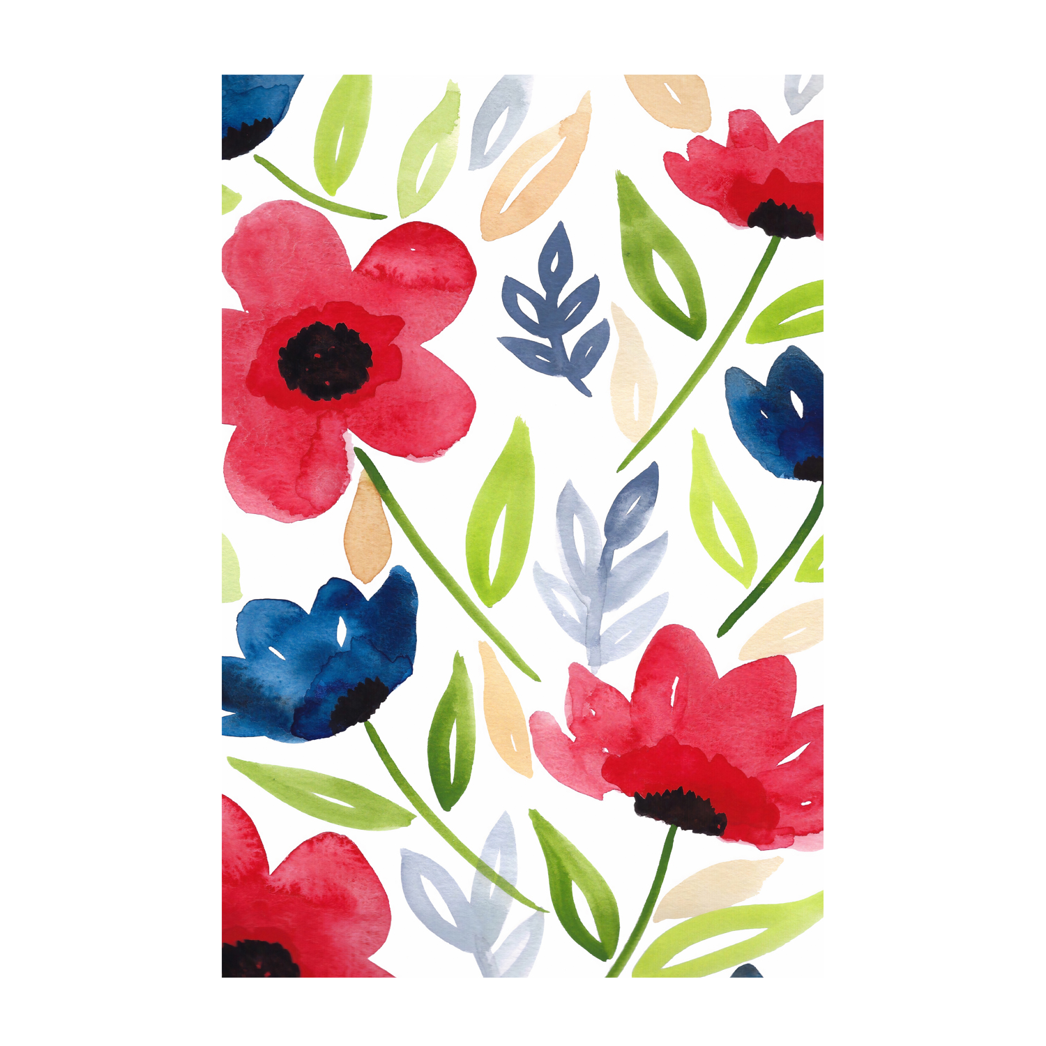 wall-art-print-canvas-poster-framed-Red Blue Flowers , By Lisa Nohren-1