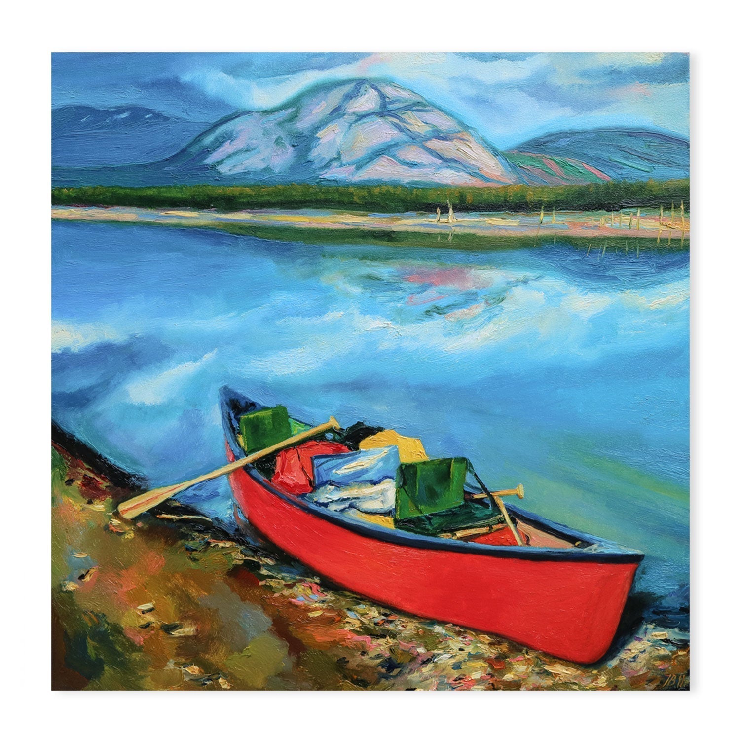 wall-art-print-canvas-poster-framed-Red Canoe , By Ieva Baklane-GIOIA-WALL-ART