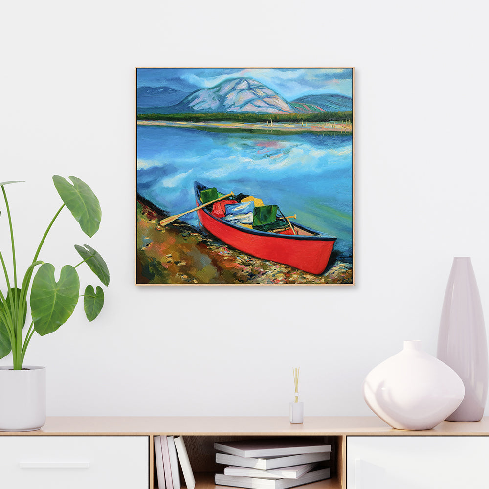 wall-art-print-canvas-poster-framed-Red Canoe , By Ieva Baklane-GIOIA-WALL-ART