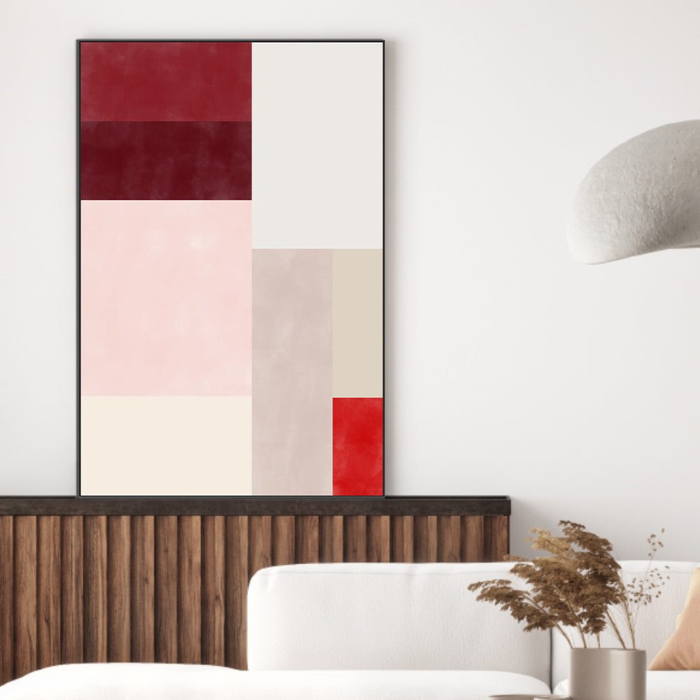 wall-art-print-canvas-poster-framed-Red Overlapping Squares , By Elena Ristova-GIOIA-WALL-ART