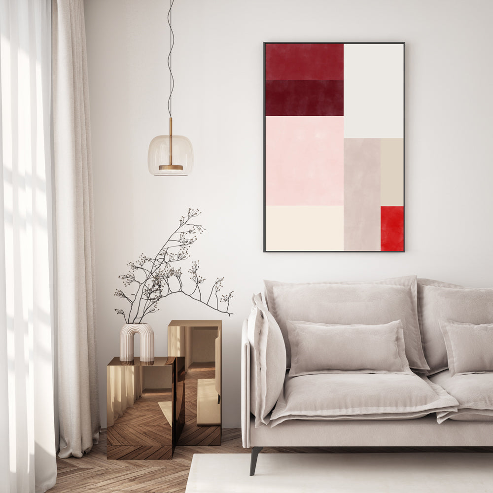 wall-art-print-canvas-poster-framed-Red Overlapping Squares , By Elena Ristova-GIOIA-WALL-ART