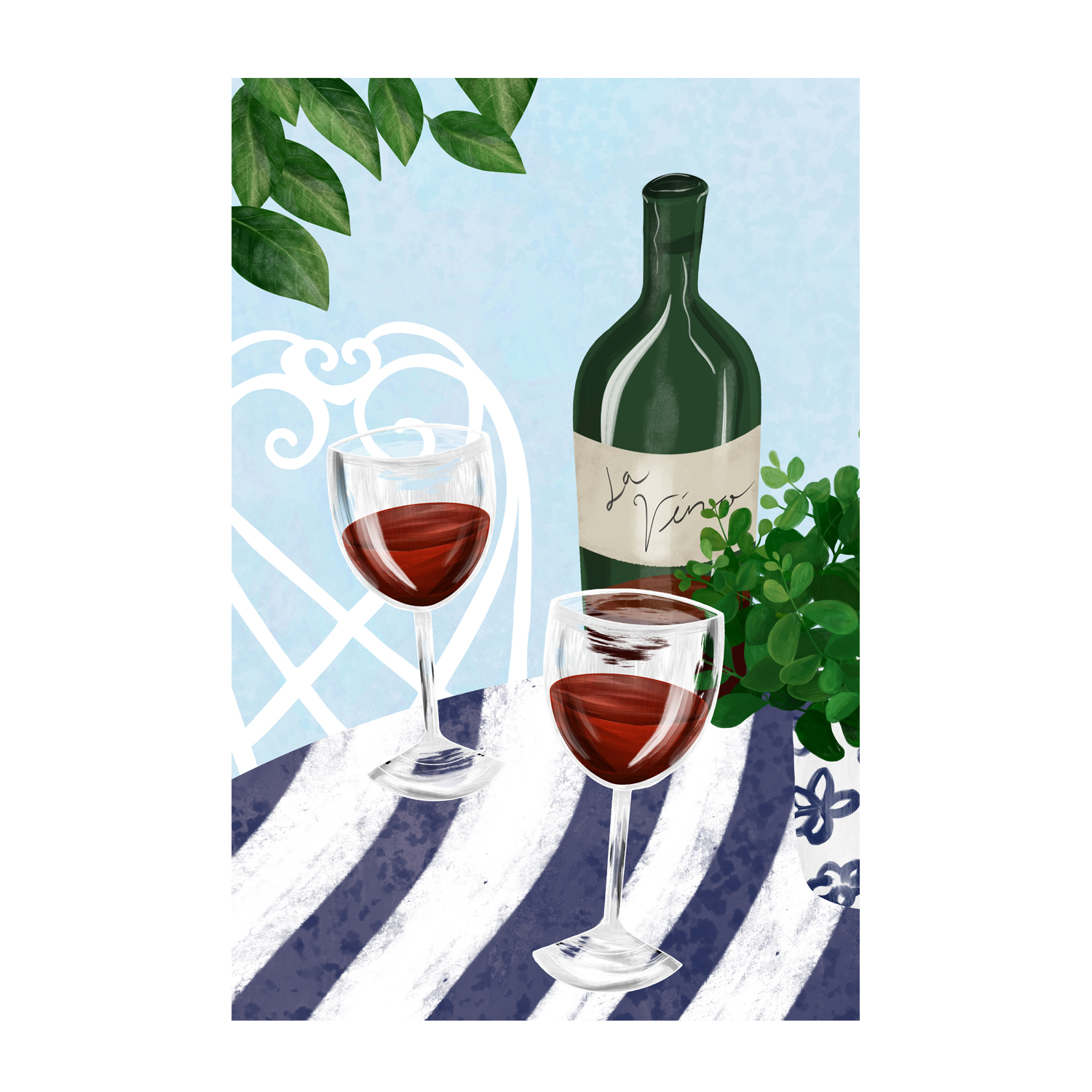 wall-art-print-canvas-poster-framed-Red Wine Under The Tree , By Emelie Maria-1